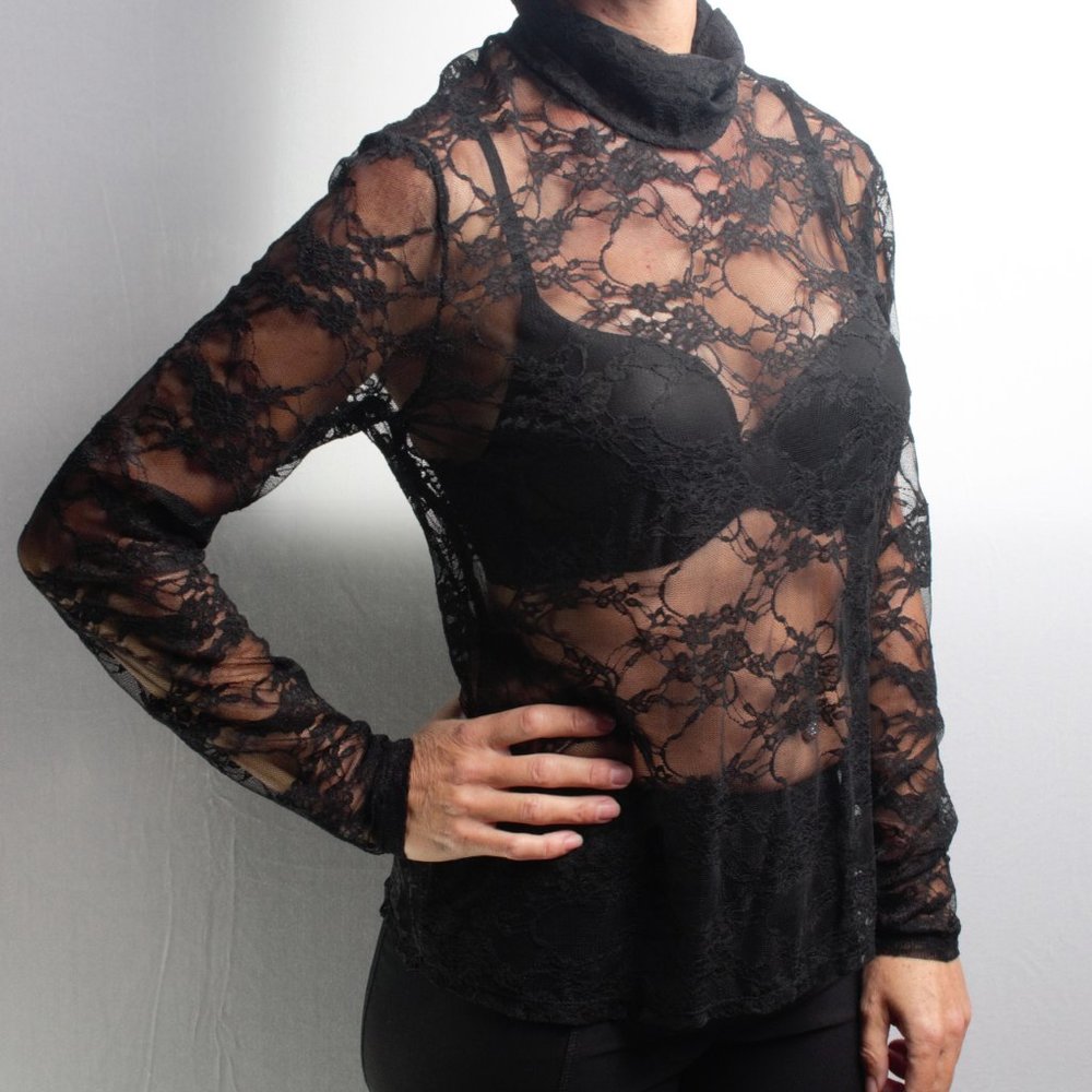Wild Fable Lace Long Sleeve Sheer Top Women L